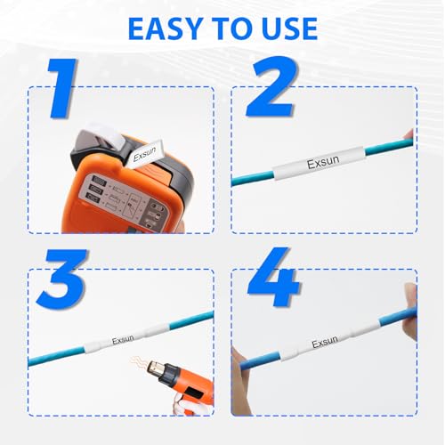 Exsun 3er-Pack 5,8mm Schrumpfschlauch Etikettenband Kompatibel für Brother HSe-211 HSe211 HSc211 für PT-E300 PT-E500 PT-E550w PT-P700 PT-P750W PT-E560 PT-E560btvp Etikettendrucker Schwarz auf Weiß
