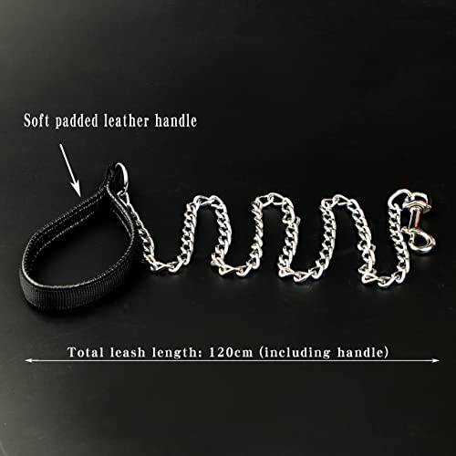 Heavy Duty Dog Leash,4Ft/6Ft Metal Dog Leash Dog Chain With Comfortable Handle For Medium & Large Size Dogs , Improved Dog Safety & Comfort ，Attaches To Pet Collar（Black (4Ft)… #TOP1