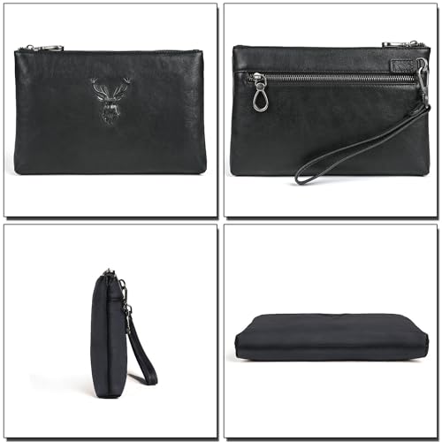 Vegetable Tanned Leather Clutch Bag for Men Multipurpose Business Handbag Luxurious Wristlet Wallet for 9.7" Tablet2