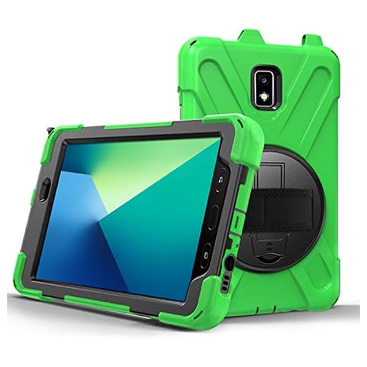 Capa para Samsung Galaxy Tab Active 2 8.0 T390 T395 T397, grau militar [testado em quedas de 4,5 m] capa protetora à prova de choque com suporte de rotação de 360°, alça de mão e suporte para lápis (verde)