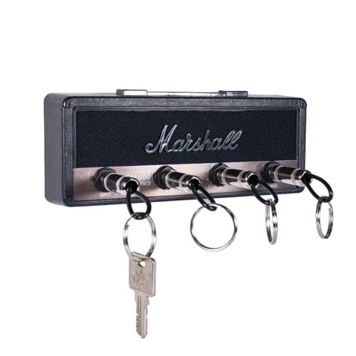 Deluisho Schlüsselbrett Schlüsselhalter Audio Schlüsselanhänger Gitarren-Schlüsselanhänger Wandhalterung Kreative Retro-Schlüsselaufbewahrung mit 4 Gitarrensteckern