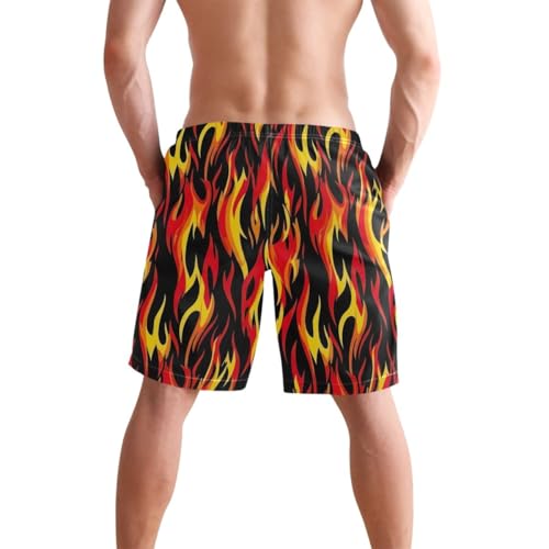 ODAWA Flame Black Breathable Men Beach Shorts Quick Dry Mens Swimsuit with Mesh Liner S4