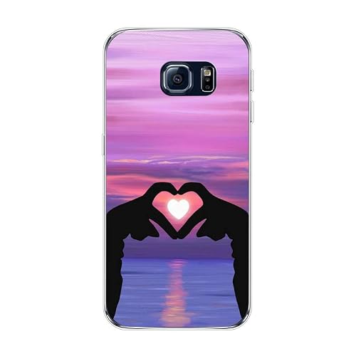 KARTXITAI Case Compatible with Samsung Galaxy S6 Edge,Shockproof Slim Thin Silicone Protective Anti-Fingerprint Anti-Scratch Anti-Fall Phone Cover - Love,Sky,Sunset,Glow,Lovers