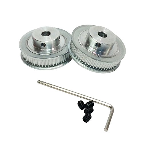 BEMONOC Pack of 2pcs 2GT Timing Pulleys 60 Teeth 6.35mm Bore for 3D Printer Parts