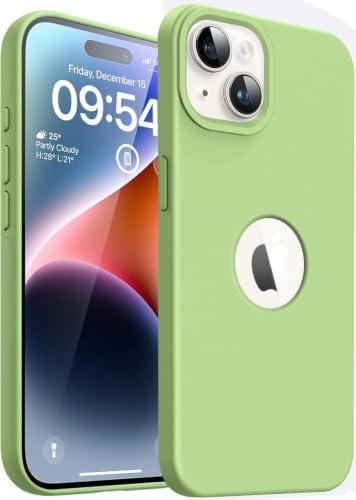 Image of VONZEE Liquid Silicone Cover Compatible with iPhone 14 Plus Case (6.7 inch) 3 Layer Microfiber Lining Covers Phone Cases Full Body Protective Wireless Charging Shockproof Back Cover (Matcha)