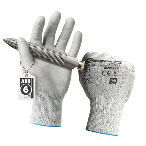 Schwer Safety Work Gloves with Certified Level 6 Abrasion Resistance, ANSI A2 Cut Resistant Gardening & Fishing Gloves with Grip, General Working Gloves for Construction, Mechanic, LT5636, S