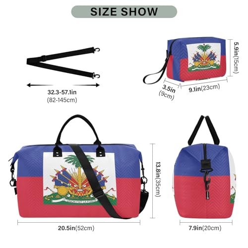 Aflyko Travel Duffel Bag Haiti Flag Sport Tote Gym Bag Weekender Overnight Bag for Men Women Flight Approved Carry On Bag Fitness Dance Go-To Bag Daily Bag2