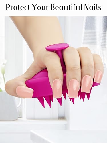Image of HEETA Scalp Massager Hair Growth, Soft Silicone Scalp Scrubber Shampoo Brush for Exfoliation, Dandruff Removal Head Massage Stress Relax, Wet & Dry Use for Thick Thin Curly Hair Care, Hot Pink