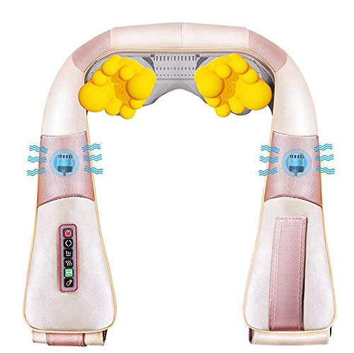 Preisvergleich Produktbild CLX Massagegerät Schulter Nackenmassagegerät Shiatsu Elektrisch für Nacken Rücken Wärmefunktion mit 3D-Rotation Massage Einstellbaren Geschwindigkeiten Beige,Rosa