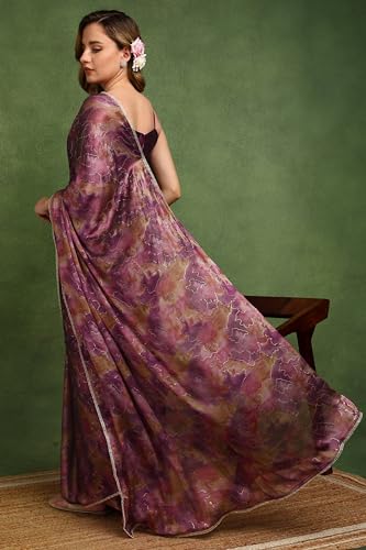 Image of MIRCHI FASHION Saree for Woman Chiffon Colorblock with Foil Work | Shimmer Festive Women's Sari for Wedding Functions and Ceremonies