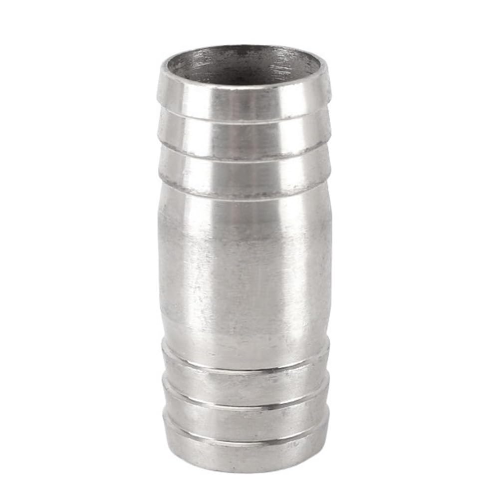 Yjqhody One Color Pagoda Joint Hose Barb Connector, 304 Stainless Steel Double Barbed 2 Way Equals Straight Pipe Fitting 1Piece(27Mm)