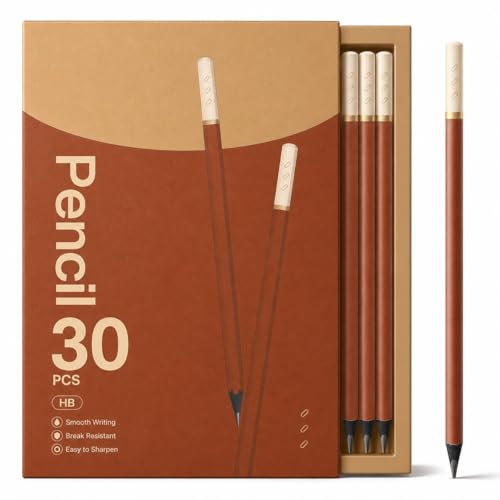 SimSign Bleistifte HB - 30 Stück Dreikant Bleistift mit Stabiler Dicker Mine & aus Schwarzem Holz Pencil für Schule Büro Zeichnen