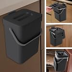 Compost Bin Kitchen, for use on Countertops or Under Sinks, Hanging Trash Can with Lid, for Cupboard/Bathroom/Bedroom/Office/Camping, Mountable Indoor Compost Bucket(Black 0.8 Gallon/3L) - Image 2