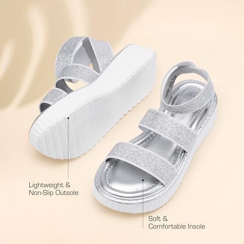 Image of DREAM PAIRS Girls Flatform Wedge Open Toe Platform Summer Sandals with Buckle Ankle Strap for Little Kid /Big Kid