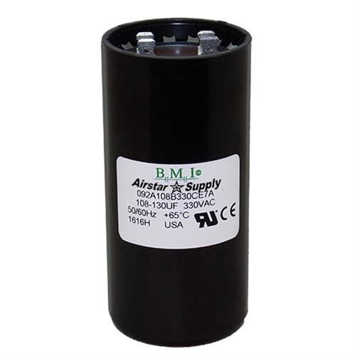108-130 uF x 330 VAC - Dayton Grainger 2MEL8 - BMI Start Capacitor # 092A108B330CE7A - Made in The USA