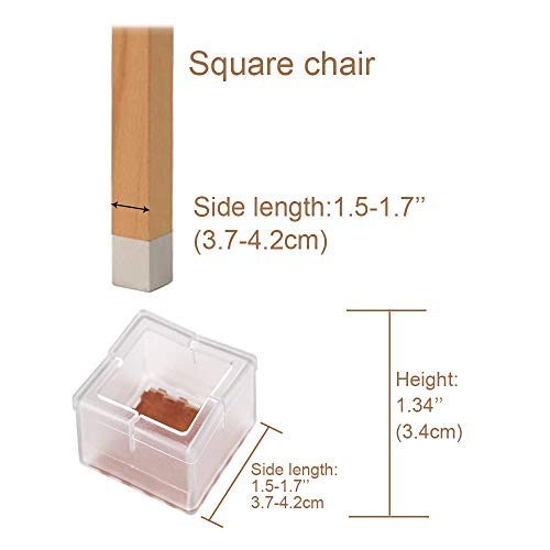 LZYMSZ 32 Pack Chair Leg Wood Floor Protectors,Silicone Floor Protector Table Feet Covers,Square Chair Leg Caps with Felt Pads,Chair Feet Glides Furniture Carpet Saver(Square, 1-1/2 to 1-7/10) - Thumbnail 4