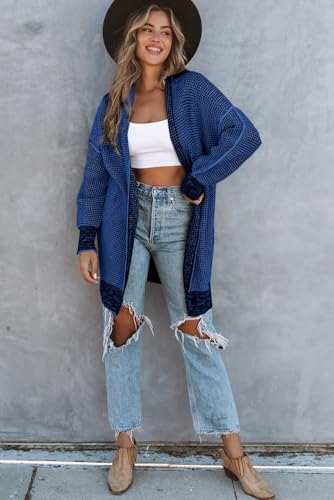 Image of Sidefeel Cardigan Sweaters for Women 2026 Fall Outfits | Soft Cozy Warm Cardigans, Checkered Long Sleeve Open Front, Chunky Knit Oversized Sweater Coats, Casual Office Wear