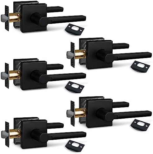 NEWBANG HD1601-DB-PS-5P Matte Black Passage Door Handle Set of 5