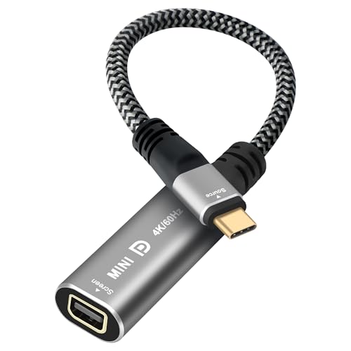 Lamroyce 4K USB C to Mini DisplayPort Adapter USB Type-C Male (Source) to Mini DP Female (Screen) Connector 4K@60Hz for iPhone16 Series MacBook Pro Air iPad Pro