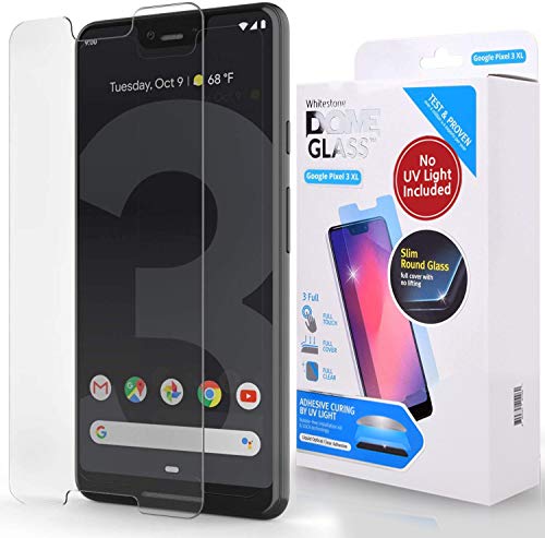 Dome Glass Google Pixel 3 XL Screen Protector Tempered Glass (Replacement Set), [Liquid Dispersion Tech] 2.5D Curved Full Cover by Whitestone for Pixel 3 XL - Spare Kit (No UV Light)