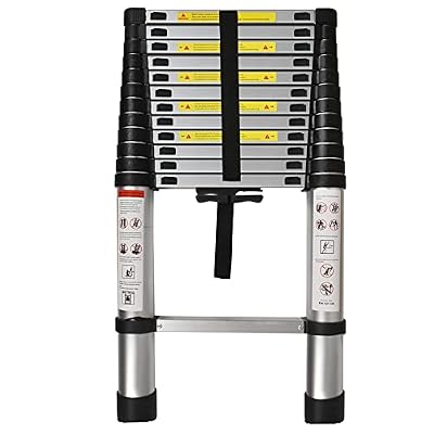 Super-Skin RainMan S 12.5 FT Telescoping Ladder, Aluminum Collapsible Ladder, Portable Folding Ladder 330LB Capacity Multi-Purpose Compact Ladder for Household Or Outdoor Work-L8