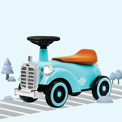 Image of R for Rabbit Speedster Royal Ride on Car for Kids, Baby Vintage Looks Stylish Ride Car with LED Light & Horn Boys Girls Age 1-4 Years, Weight Capacity Up to 20Kgs (Blue Brown)