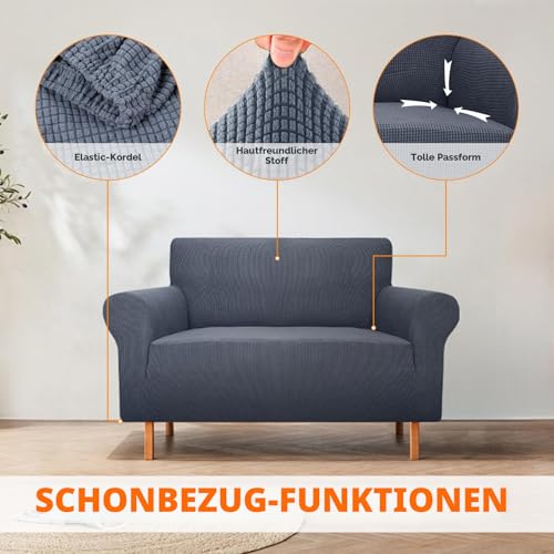 GRIFEMA Elastischer Jacquard Sofabezug für 2 Sitzer, Grau