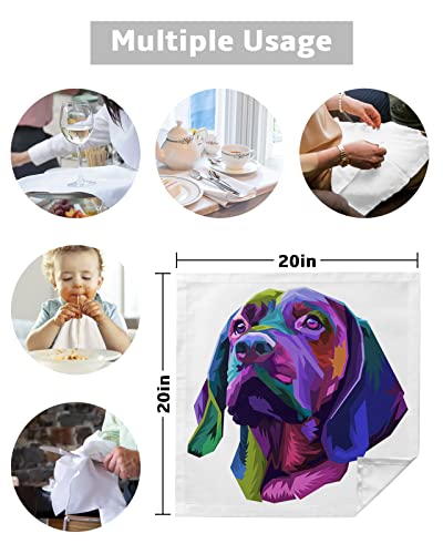 Soft And Durable Kitchen Cloth Napkins Pop Art Style Colorful Labrador Set Of 6 Napkins Perfect For Family Dinners Weddings Cocktail Kitchen (20"X20") #TOP4