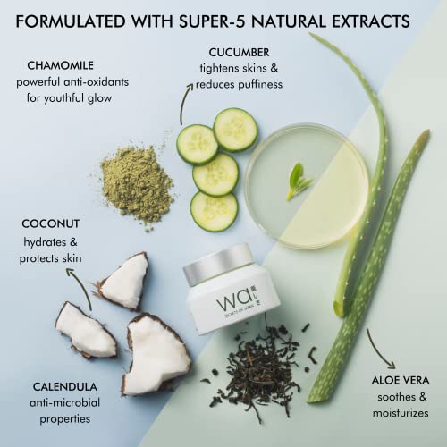 Image of Wa - Japan | Green Tea Face Cream | Hydrates & Rejuvenates | Super-5 Natural Extracts | Parabens, Silicones, Sulphates Free | All-Skin types | 50g | Light-Weight & Non-Greasy
