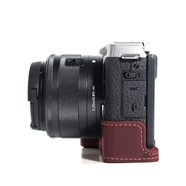 NO1ACCESSORY PU-Leder-Kameratasche Hälfte Cover Tasche Gehäuse Kompatibel mit Canon EOS M6 Mark II Dunkelbraun – Bild 5