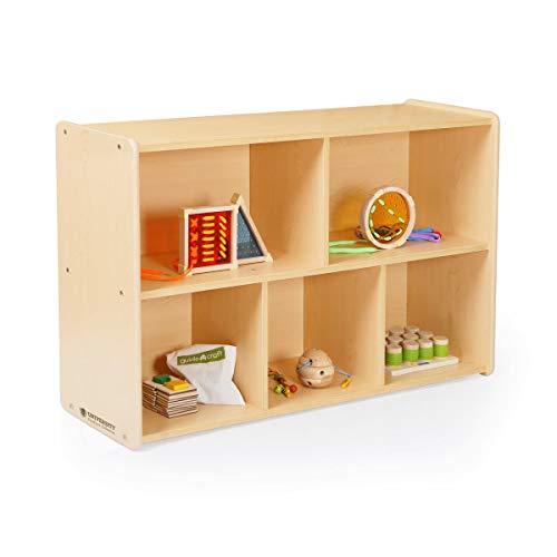 Guidecraft 5-Compartment Storage Shelves 30" - Toddler's Wooden Organizer Cabinet for School, Home