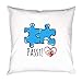 Kissen mit Spruch | Puzzle-Teile blau/blau - Passt! | Deko-Kissen mit Motiv inkl. Füllung | 40 x 40 cm | Geschenkidee für den Liebsten oder die Liebste I Phrase1