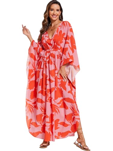 Moss Rose Kaftan Dresses for Women V Neck Summer Swimsuit Cover up Caftan Maxi Beach Dresses3