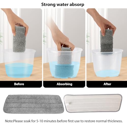 DARIS Mikrofaser-Reinigungspads, 6 Stück, wiederverwendbar, waschbar, flach, Wischmopp-Pads, Nass- und Trockenwischer, Ersatzpads für Holz, Hartholz, Laminat, Fliesen