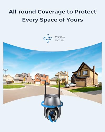 Image of SEHMUA Security Cameras Wireless Outdoor with 5MP Resolution, 10x Optic Zoom, 360 Panoramic View, 10400mAh Battery, Solar Powered, Color Night Vision, PIR Detection, IP65 Watherproof for Home (Grey)
