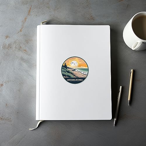 Image of Indiana Dunes National Park Sticker - Waterproof Vinyl Decal for Car Bumper, Laptop, Luggage, Water Bottle, Wall, and Window, Size - 3'' X 3''