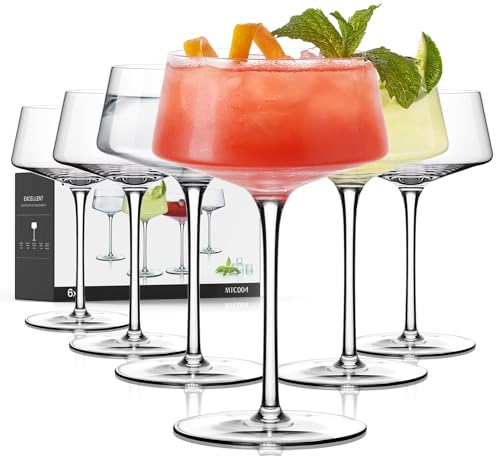 Coupe Glasses Set of 6, Martini Glasses Hand Blown Premium