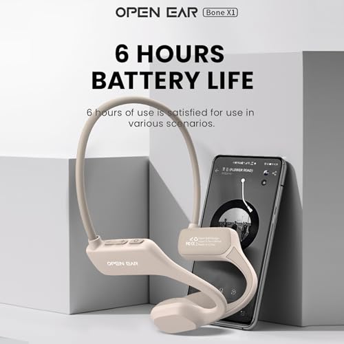 Image of Bone Conduction Headphones,IPX5 Open-Ear Wireless Bluetooth 5.3 Magnetic Charging with Mic, 6Hr Playtime, Waterproof Sweatproof Earphones for Sports, Running, Gym, Hiking, Cycling - Black