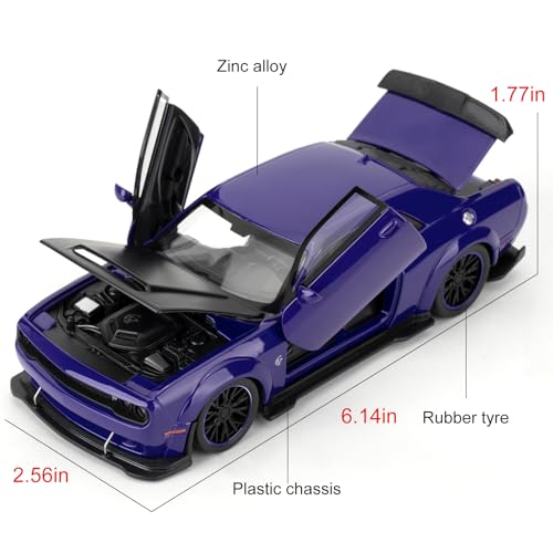 WAKAKAC Carro de Juguete 1:32 Dodge Challenger SRT Hellcat miniatura 2