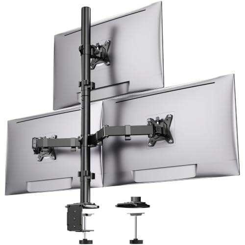 Image of HUANUO Triple Monitor Mount for 13-32 Inch Monitors, Holds 22 lbs per Arm
