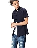 Leicht taillierte Passform find. Herren Kurzärmeliges Leinenhemd, Blau (Navy), M