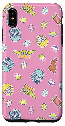 Coque iPhone XS Max Star Wars Mandalorian Grogu rose pour protection de smartphone