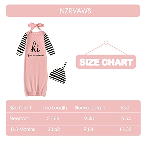 Nzrvaws Newborn Baby Girl Nightgown 0-3 Months Sleeper Gowns Coming Home Outfit From Hospital For Baby Girl Gifts B-Pink #TOP5