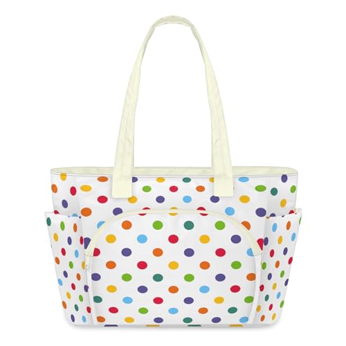 Sac à main léger pour le travail et le sport grand cabas à pois colorés