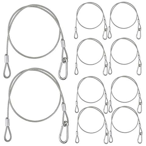 10PCS WorldLite Premium Stage Lights Safety Cable, 110lb Load Duty and 4mm in diameter, 31.5’’ Stainless Steel Safety Rope for Stage Lighting Par Light Moving Head Light Cover