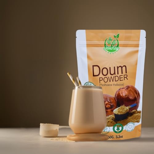 Premium Doum Palm Powder, 150g Herbal Loose Organic Flowers Natural Healthy Vitamins Rich Caffeine Free Doom Hyphaene Thebaica Palm, for Smoothies, Baking, Hot Tea Fruit 5.3 oz