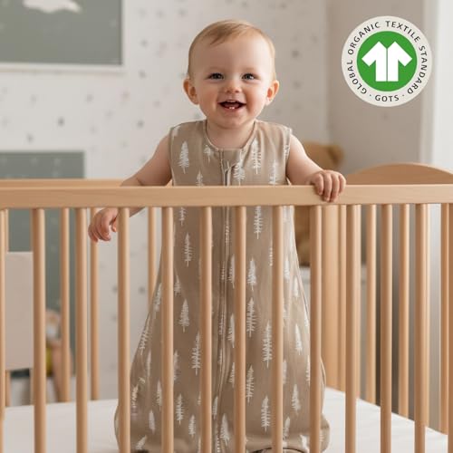 Image of david's kids 100% Organic Cotton Baby Sleep Sack 6-12 Months, Soft Baby Wearable Blankets with 2-Way Zipper, 2 Pack Comfy Sleeping Bags for Infant Newborn Boys Girls, Medium Size, Woodland