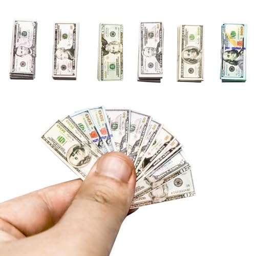 480pcs Prop Money Realistic Miniature Dollhouse Scene Model Mini Dollar Bill Prop Set for 1:12 Mini Dollhouse Decoration (Bill)
