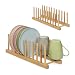 Produktbild Relaxdays Tellerständer 2er Set, je für 10 Teller, Topfdeckel, Schneidebretter, Bambus Abtropfgestell Geschirr, Natur