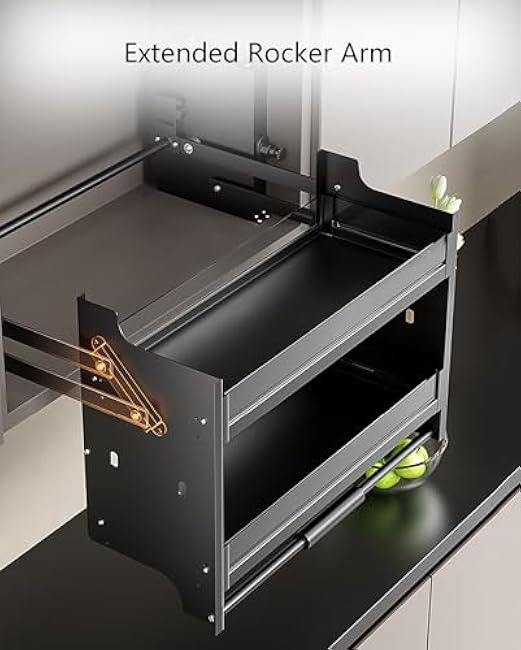 2-Tier Pull Down Shelf for Kitchen Upper Cabinet Adjustable, Heavy Duty Wall Mounted Sliding Under Shelf, Ideal Spice and Dishes Pull Out Cabinet Storage Shelf (26)-INMNEud6